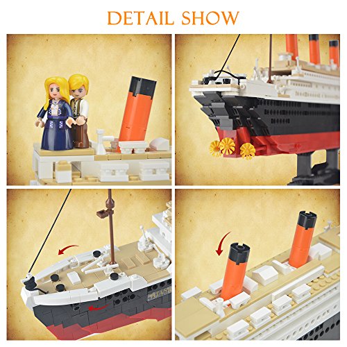 SuSenGo Titanic Maqueta Barco 1021 Piezas para niños 6+ Años，Compatible con Lego