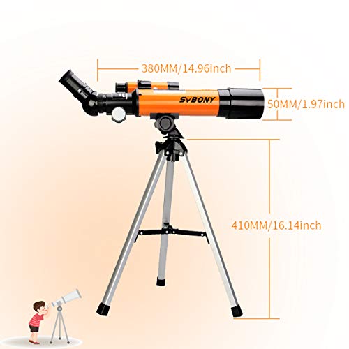 Svbony SV502 Telescopio para Niños, Telescopio Astronomico Niños Profesionales, 360/50mm con Trípode Telescopio para Niños Adultos