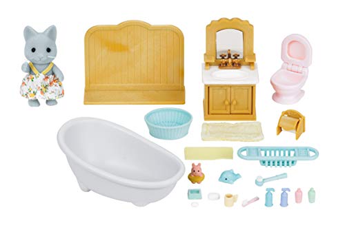 SYLVANIAN FAMILIES- Juego de baño con Hermana de Gato, Multicolor (Epoch 5165)