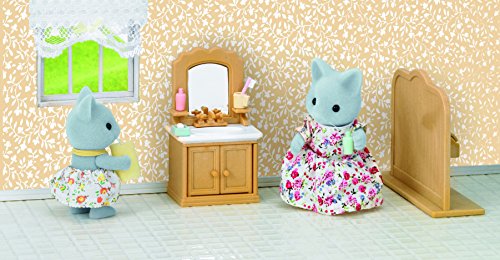 SYLVANIAN FAMILIES- Juego de baño con Hermana de Gato, Multicolor (Epoch 5165)