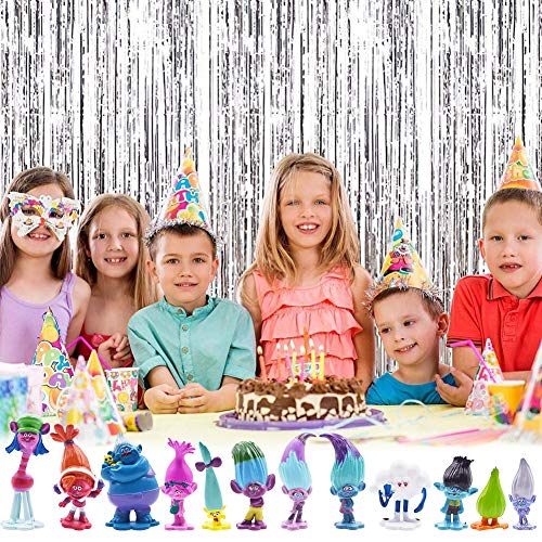 SZWL 12pcs Trolls Doll Cake Toppers, Mini Trolls Figuras de acción Cumpleaños Cake Topper, Troll Cake Decoración para niños Cumpleaños Baby Shower Troll Theme Party Supplies