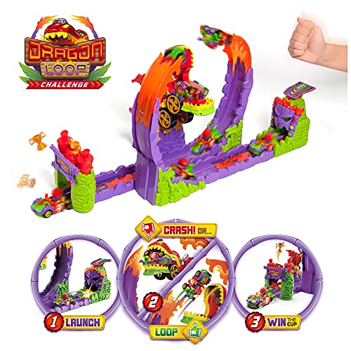 T-RACERS Dragon Loop – Looping con dragón, 1 piloto y 1 Coche Exclusivo. Pista de Coches de Juguete