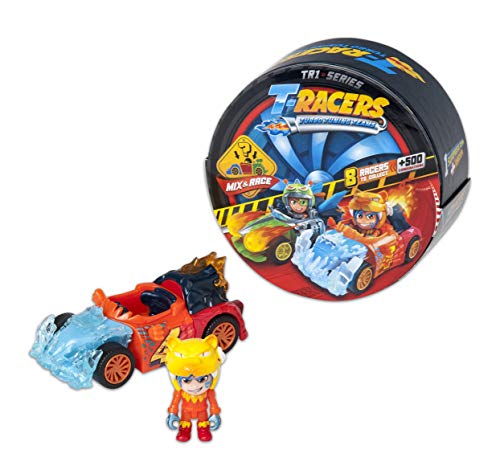 T-RACERS Serie 1 – Coche y piloto sorpresa coleccionable. Coche desmontable por partes y con piezas intercambiables