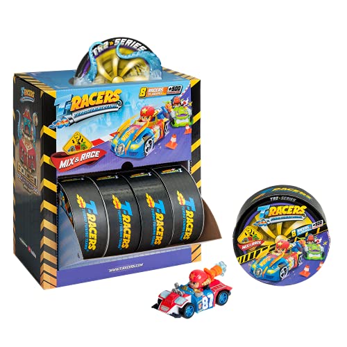 T-RACERS Serie 2 – Coche y piloto sorpresa coleccionable. Coche desmontable por partes y con piezas intercambiables. Incluye la colección completa.