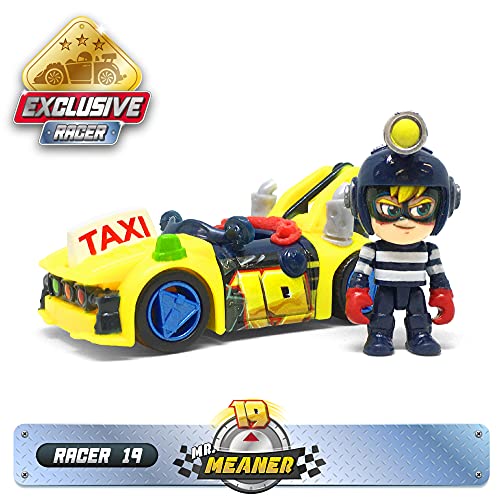 T-Racers Turbo Crane – Grúa con Pinza, 1 piloto y 1 Coche Exclusivo y Accesorios. Pista de Coches de Juguete