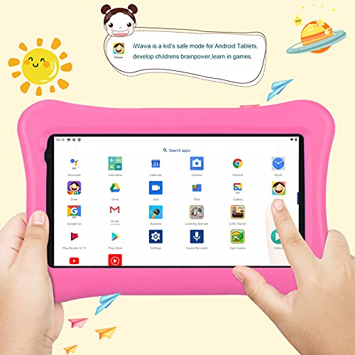 Tablet para niños de 10.1 Pulgadas AWOW Tablet Infantil, Android 10 Go Quad Core, 32GB ROM, iWawa Preinstalado, con Kid-Proof Funda y Lápiz Táctil, Control Parental, Doble Cámara, Rosa