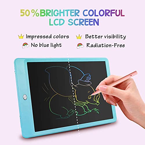 Tableta de escritura LCD, Tableta de dibujo colorida para niños pequeños, Tabletas de dibujo electrónicas reutilizables y borrables, Juguete educativo y de aprendizaje (Azul-8.5 pulgadas)