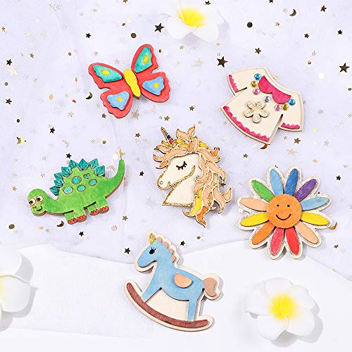 Tacobear 16pcs Imanes de Madera Manualidades Niños Mariposa Unicornio Dinosaurio Imán de refrigerador Pintar Juguete Manualidades Creativo Juguete Cumpleaños Navidad Regalo para Niños