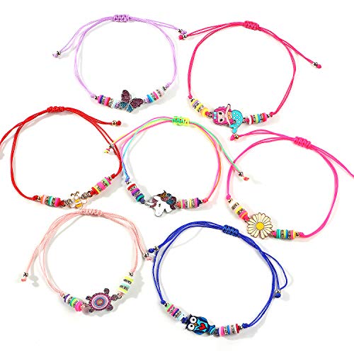 Tacobear 24 Piezas Joyas Niña Pulsera Collar Amistad para Niñas Pulsera Collar Unicornio Ajustables Colorido Pulseras de Cuerda Trenzada Princesa Joyería Cumpleaños Regalo de Cumpleaños de Fiesta