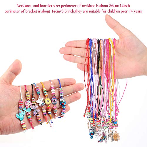 Tacobear 24 Piezas Joyas Niña Pulsera Collar Amistad para Niñas Pulsera Collar Unicornio Ajustables Colorido Pulseras de Cuerda Trenzada Princesa Joyería Cumpleaños Regalo de Cumpleaños de Fiesta