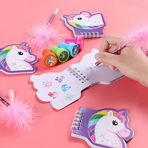 Tacobear 48 Piezas Unicornios para Niñas con Cuaderno Unicornio Bolígrafo Unicornio Tatuajes Unicornio Sellos para Niños Regalo Unicornio Fiesta Cumpleaños Unicornio para Niña Niño