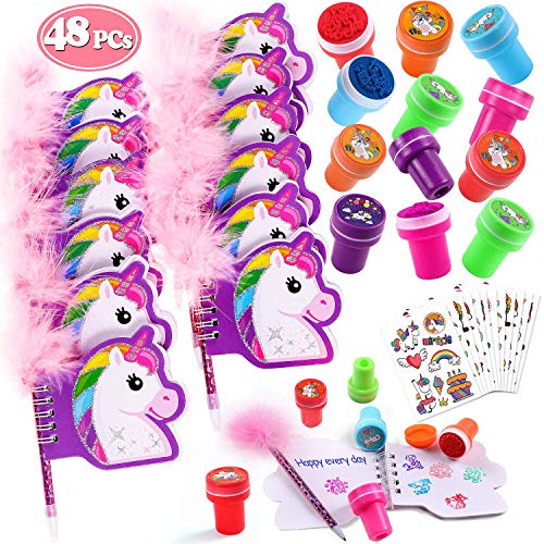 Tacobear 48 Piezas Unicornios para Niñas con Cuaderno Unicornio Bolígrafo Unicornio Tatuajes Unicornio Sellos para Niños Regalo Unicornio Fiesta Cumpleaños Unicornio para Niña Niño