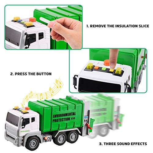 Tacobear Camion Basura de Juguete Grande Camión Basura Juguete con Basura y Luces y Sonidos Función Vehiculos Camion Juguete Regalo para Niños 3 4 5 6 7 8 años