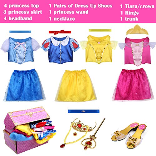 Tacobear Disfraz Princesa Niña Vestidos Princesa con Corona Varita Mágica Collar Anillo Diadema Zapatos Princesa Cosplay Traje Cenicienta Blancanieves Bella Aurora Disfraces Niña para Princesa Fiesta