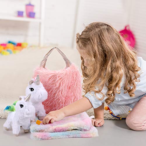 Tacobear Peluche Unicornio Juguete con Peluche Unicornio Bolso de Felpa Juego de Roles de bebé y mamá Unicornio Regalo Navidad Cumpleaños para Niñas 3 4 5 6 7 años