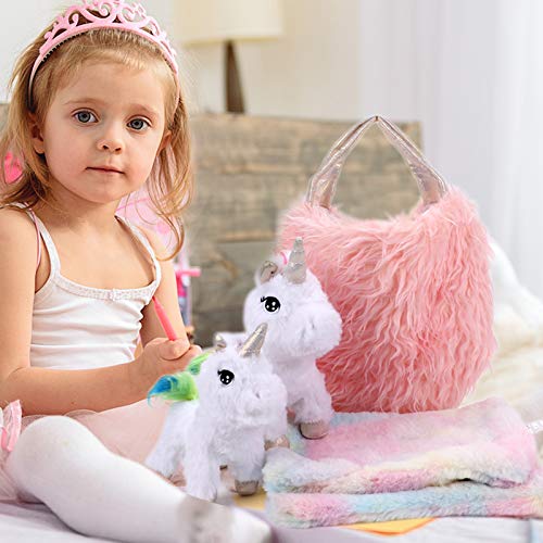 Tacobear Peluche Unicornio Juguete con Peluche Unicornio Bolso de Felpa Juego de Roles de bebé y mamá Unicornio Regalo Navidad Cumpleaños para Niñas 3 4 5 6 7 años