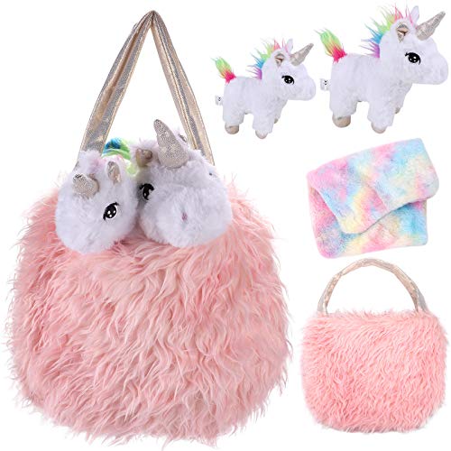 Tacobear Peluche Unicornio Juguete con Peluche Unicornio Bolso de Felpa Juego de Roles de bebé y mamá Unicornio Regalo Navidad Cumpleaños para Niñas 3 4 5 6 7 años