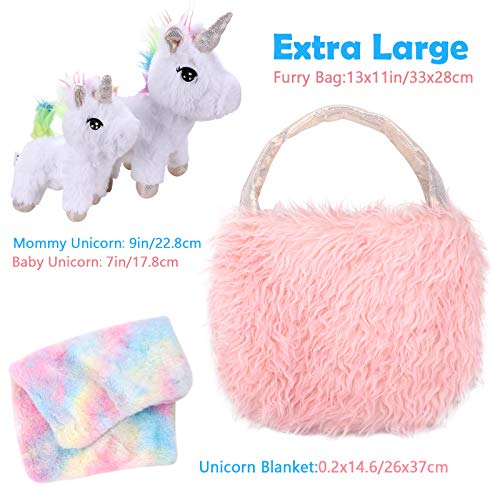 Tacobear Peluche Unicornio Juguete con Peluche Unicornio Bolso de Felpa Juego de Roles de bebé y mamá Unicornio Regalo Navidad Cumpleaños para Niñas 3 4 5 6 7 años