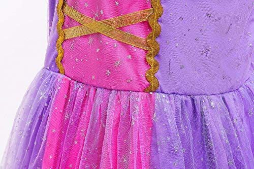 Tacobear Princesa Disfraz Niña Princesa Vestido con Collar Varita Mágica Corona Halloween Cosplay Carnaval Princesa Disfraces para Niña 2 3 4 5 6 Años(5-6 Años)