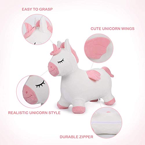 Tacobear Unicornio Saltador Hinchable Caballo Saltarin Juguete Animal Saltador Caballo con Bomba Juego Interior e Exterior Caballo de Salto Regalo para Niños Niñas 2 3 4 5 6 7 Años