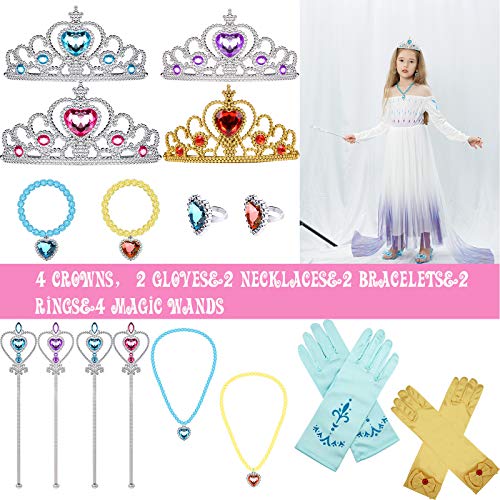 Tacobear Zapatos Princesa Niñas Princesa Disfraz Accesorios con Princesa Collar Corona Guantes Varita Mágica Pulsera Anillo Princesa Joyas para Niñas Carnaval Halloween