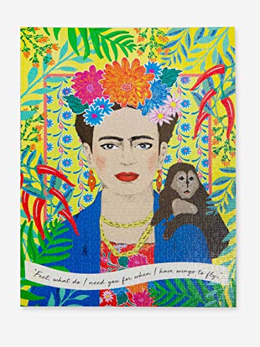 Talking Tables Frida Kahlo Rompecabezas de 1000 Piezas con póster y Hoja de Trivia | Cita inspiradora de Retrato de Mujer, diseño ilustrado Colorido, Regalo de cumpleaños, Regalos para Ella, Boho