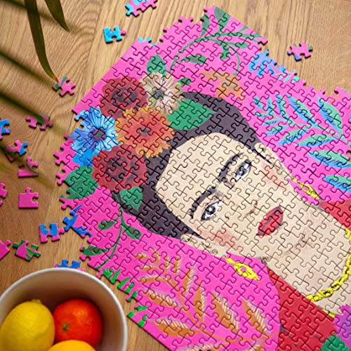 Talking Tables Rompecabezas y póster con Cita de Retrato de Frida Kahlo de 500 Piezas | Ilustrado | Día lluvioso, En casa, Bloqueo, cumpleaños, Boho, Colores Rosa, PUZZ-PMU