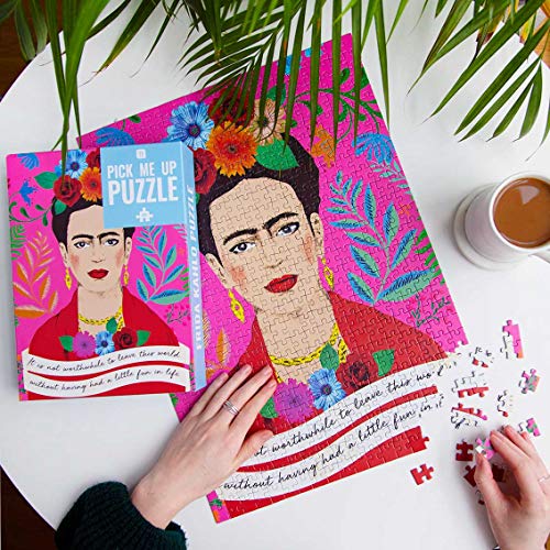 Talking Tables Rompecabezas y póster con Cita de Retrato de Frida Kahlo de 500 Piezas | Ilustrado | Día lluvioso, En casa, Bloqueo, cumpleaños, Boho, Colores Rosa, PUZZ-PMU