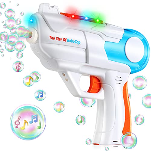 TangTag Máquina de Burbujas Niños,Pistola de Burbujas de Jabón con Luz y Música, Pistola de Pompas es Regalo de Deseos Niños, Apto para Todo Tipo Fiestas - Sin Incluir Líquido de Pompas Jabón y Pilas