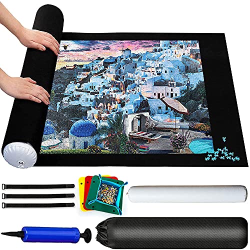 Tapete Puzzle,tapete Puzzle 3000 Piezas, Tapete para Enrollar Puzzles, Puzzle Mat Negro,Estera de Rompecabezas Portátil, Puzzle Mat Roll