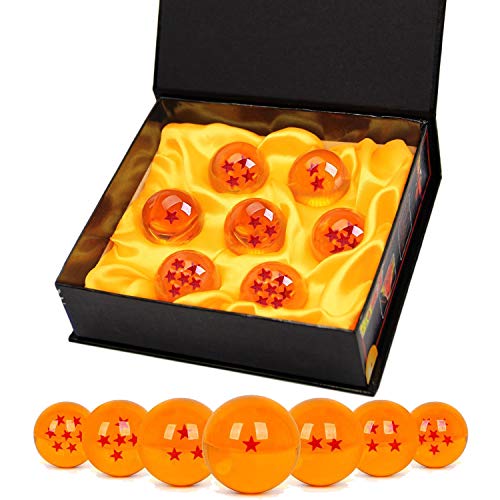 TATAFUN Bolas del Dragón, 7 PCS Dragon Ball Dragonball 1 a 7 Estrellas con Caja de Regalo, Bola de Cristal Transparente,decoración K9- Diámetro 4,3cm