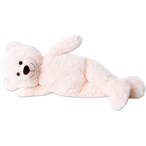 TE-Trend XL Felpa Osito de Peluche Grande Osito Peluche Osito Oso 80cm Beige Marrón Oso de Peluche Sentado - Dora Verde Mono