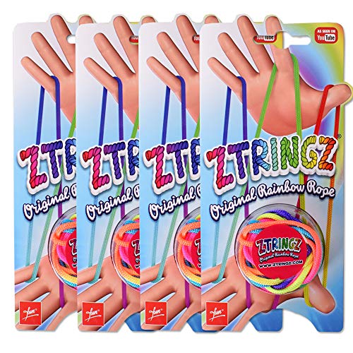 TE-Trend Ztringz Fingerspielzeug Schnurspiel Fadenspiel Seilpuzzle Nudo Bricolaje Manos Juguete Motricidad Niñas 4er Juego Ztringz