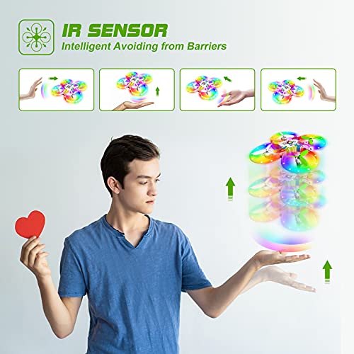 tech rc Drone para Niños, Sensor de Gravedad, Drone con Luces de Colores，Función de Despegue / Aterrizaje con Un Botón, Modo sin Cabeza,3D Flip, Buen Regalo para Navidad y Reyes