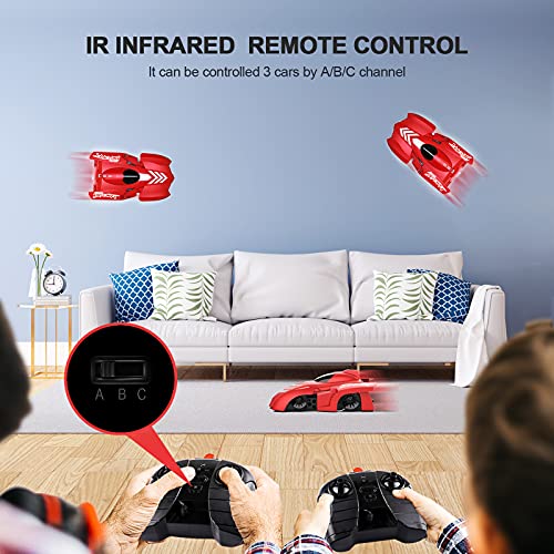 tech rc Mini Coche Teledirigido, Coche RC con Modo Pared / Suelo, 360° Gira, Alta Velocidad, con Luces LED Coche de Control Remoto , Buen Regalo para Niños