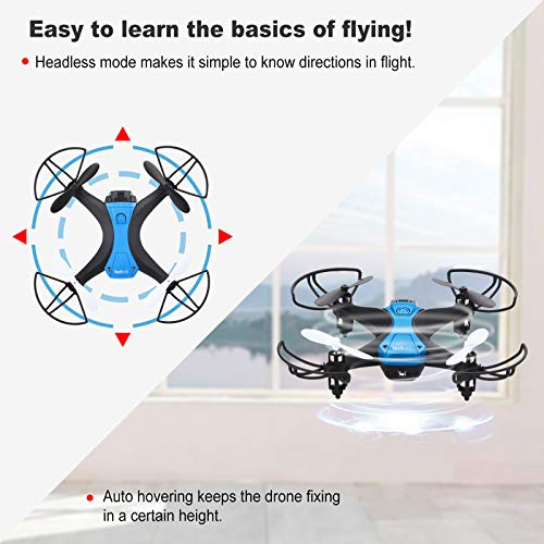 tech rc Mini Drone Fácil de Volar con Dos Baterías Función de Despegue / Aterrizaje de un Botón, Modo sin Cabeza Protectores 3D Flip 360 ° Buen Regalo para Niños y Principiantes