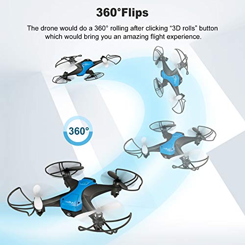 tech rc Mini Drone Fácil de Volar con Dos Baterías Función de Despegue / Aterrizaje de un Botón, Modo sin Cabeza Protectores 3D Flip 360 ° Buen Regalo para Niños y Principiantes