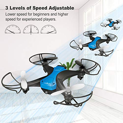 tech rc Mini Drone Fácil de Volar con Dos Baterías Función de Despegue / Aterrizaje de un Botón, Modo sin Cabeza Protectores 3D Flip 360 ° Buen Regalo para Niños y Principiantes