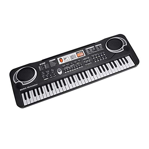 Teclado electrónico para piano, 61 teclas portátil teclado musical electrónico teclado de karaoke teclado de aprendizaje con micrófono para niños