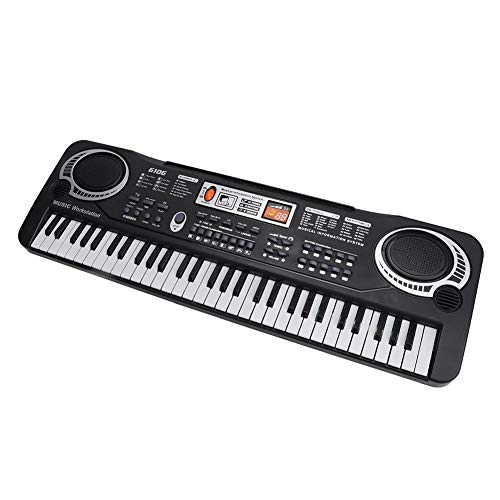 Teclado electrónico para piano, 61 teclas portátil teclado musical electrónico teclado de karaoke teclado de aprendizaje con micrófono para niños