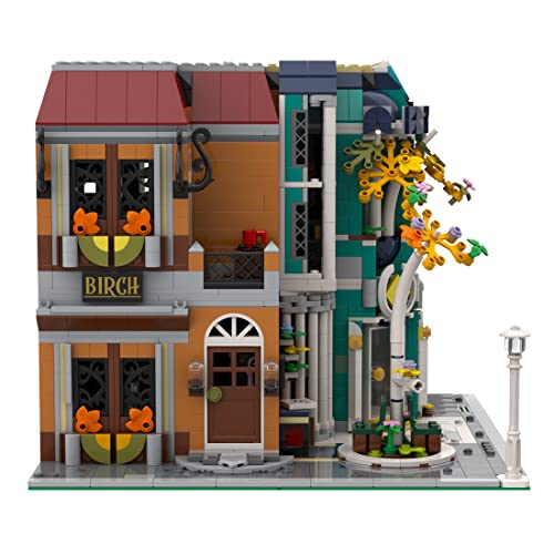 Tewerfitisme Casa modular de madera de abedul antiguo, modelo MOC-56446, 2045 bloques de construcción de construcción de casa, arquitectura, modelo compatible con Lego 10260 10270