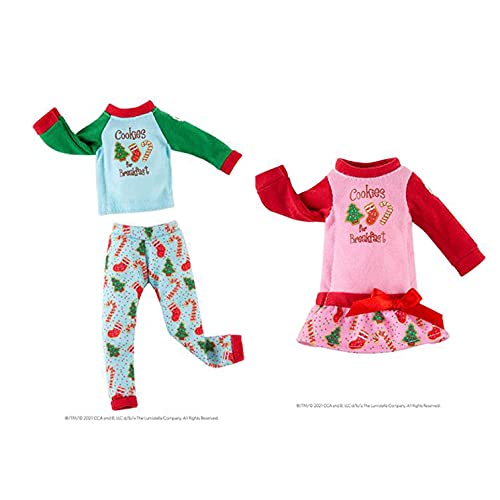 The Elf on the Shelf Claus Couture Collection Yummy Cookie PJs & Nightgown Double Pack (muñecas de elfo no incluidas) | Ropa de Elfo en el estante | Accesorios de Elf en el estante