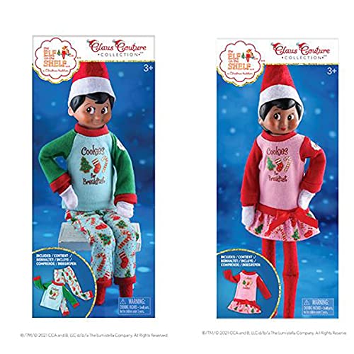 The Elf on the Shelf Claus Couture Collection Yummy Cookie PJs & Nightgown Double Pack (muñecas de elfo no incluidas) | Ropa de Elfo en el estante | Accesorios de Elf en el estante