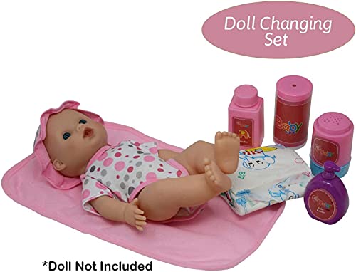 The New York Doll Collection 50 Pieza Bebé Muñeca Juego de Accesorios de Alimentación y Cuidado en Estuche de Transporte con Cremallera - Accesorios para Muñecas