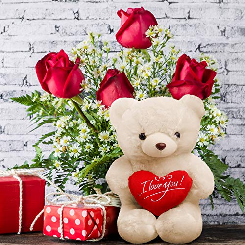 THE TWIDDLERS Blanco Oso Peluche (45cm) - Romántico Teddy Bear Regalo para Ocasiones Especiales