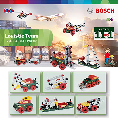 Theo Klein 8497 Set de construcción Multi-Tech con Ixolino Bosch, 107 piezas, Ixolino a pilas con luz y sonido, Medidas: 32 cm x 27 cm x 9.5 cm, Juguete para niños a partir de 3 años