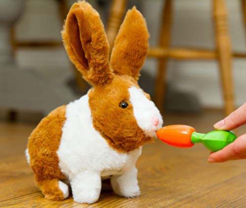 Think Gizmos Juguete Interactivo Tipo Conejito para Niños y Niñas de 3 4 5 6 7 8 años – Juguete Electrónico con Sonidos y Movimiento – Animales de Juguete Realistas Tipo Mascota de Peluche - TG813