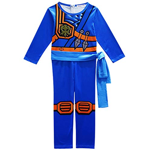 Thombase Disfraz de guerrero ninja para niños cosplay y fiesta de disfraces con arma, azul, Medium