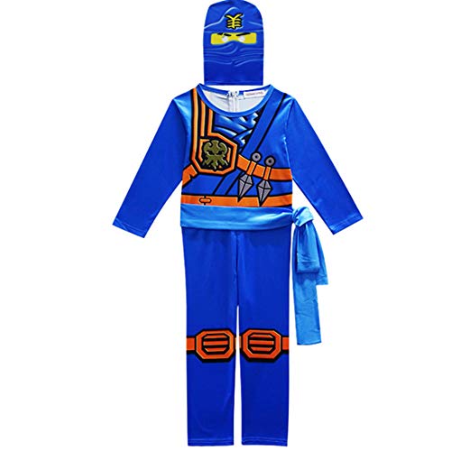 Thombase Disfraz de guerrero ninja para niños cosplay y fiesta de disfraces con arma, azul, Medium