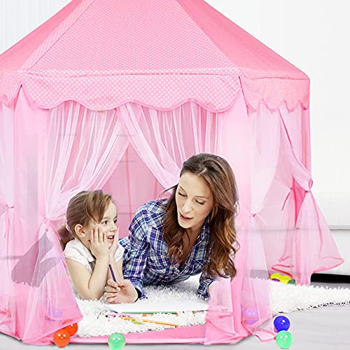 Tienda para Niños, joylink Tienda de Princesa, Tienda Campaña Infantil, Interior Tiendas de Juego para Niños, Castillo Princesas Portable Gran Rosa Playhouse